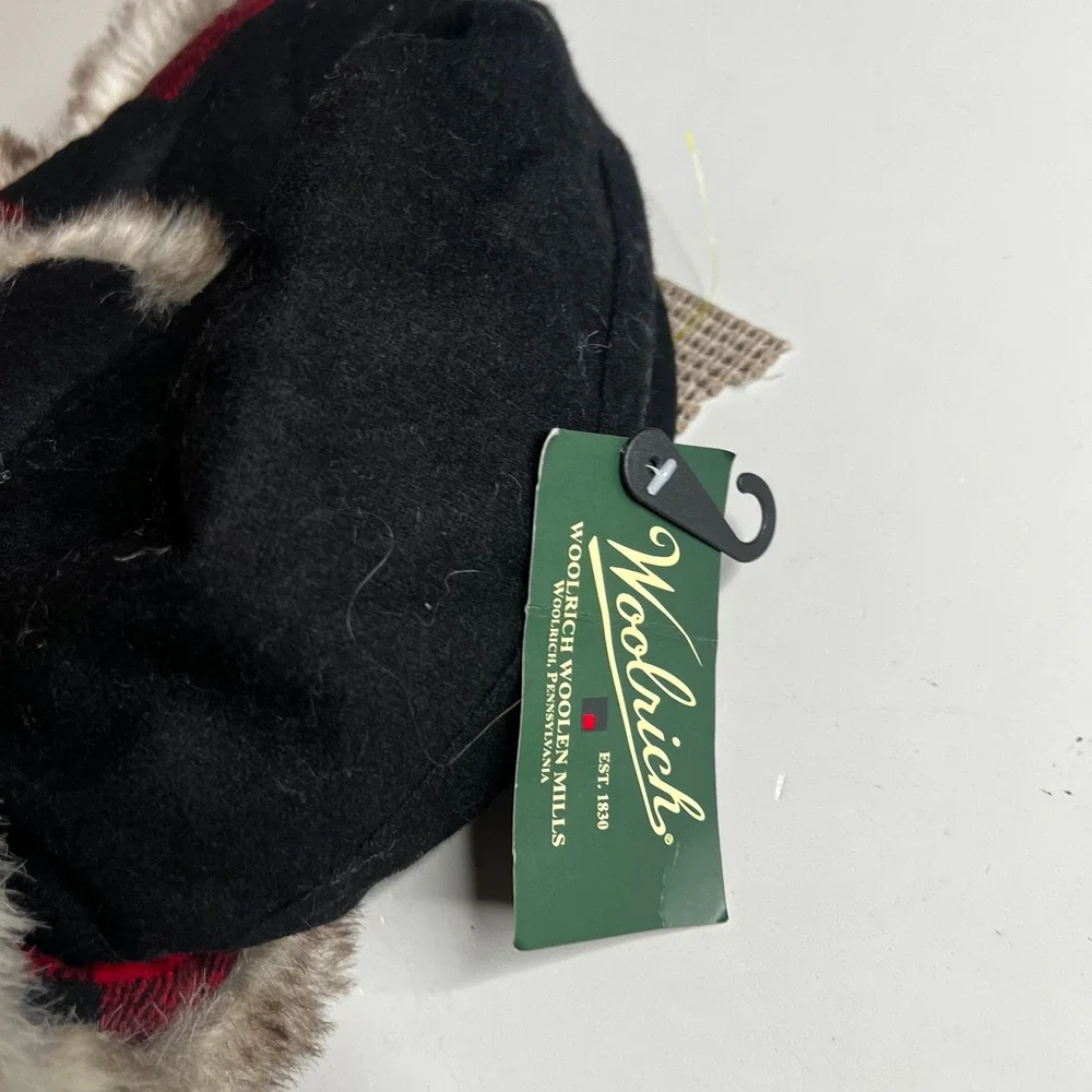 Woolrich Trapper Hat Black Red Buffalo Plaid Faux Fur Ear Flap W6006-RED NWT